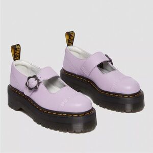 Dr. Marten’s Addina Flower Buckle Leather Platform Shoes Size 10